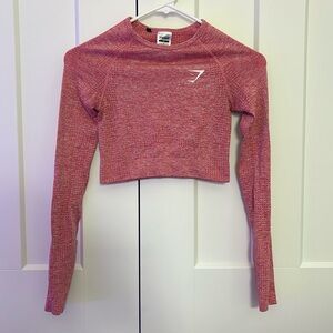 GYMSHARK XS adapt fleck seamless long sleeve crop top - PINK (discontinued)